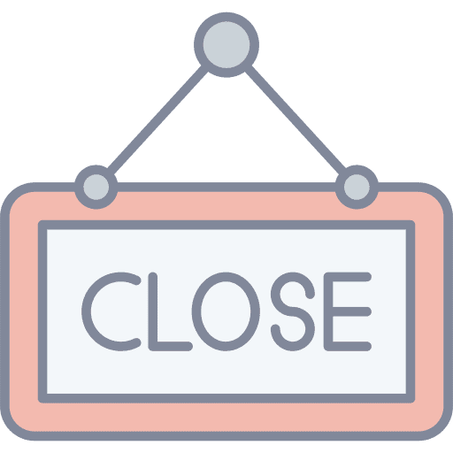 Closed store signboard hanging icon