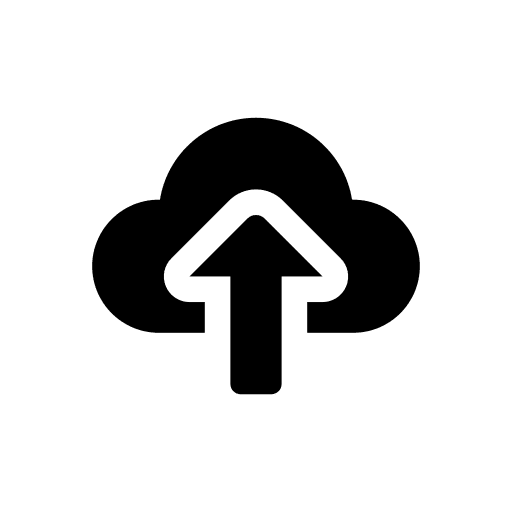 Cloud upload server hosting data icon