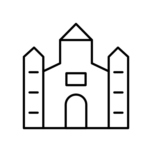 Church architecture and city religion building icon