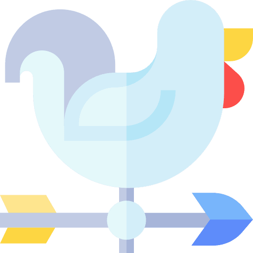 Weathercock rooster signaling architecture and city icon