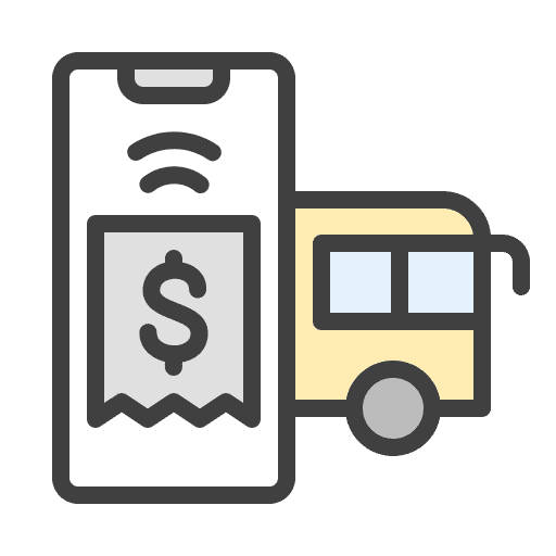 Bus transport ticket payment icon