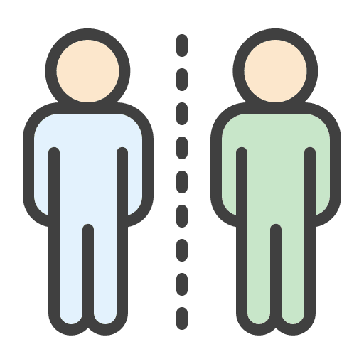 Distant cautious epidemic prevention healthcare and medical icon