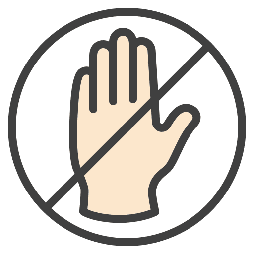 Dont touch signaling contactless hand icon