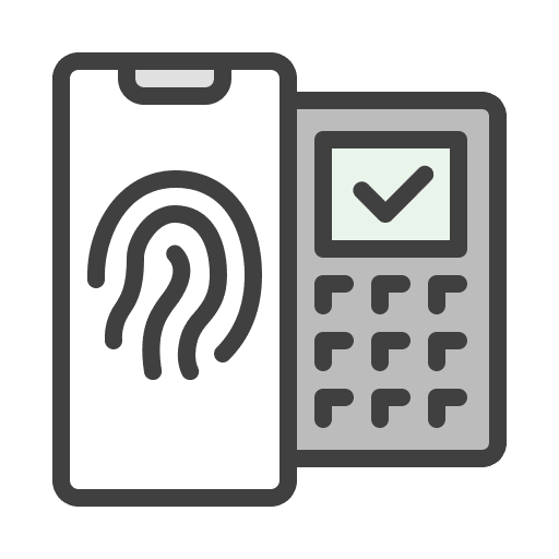 Finger print commerce and shopping pos terminal payment method icon