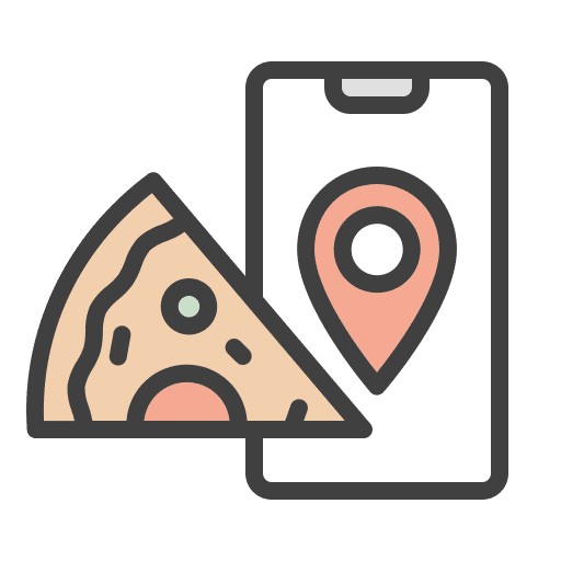 Pizza food and restaurant location food delivery icon