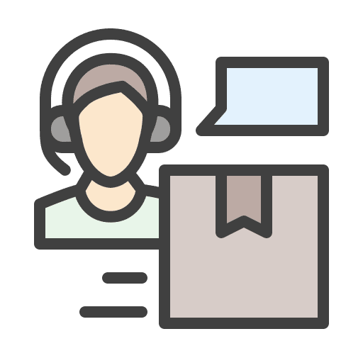 Support courier shipping and delivery call center icon