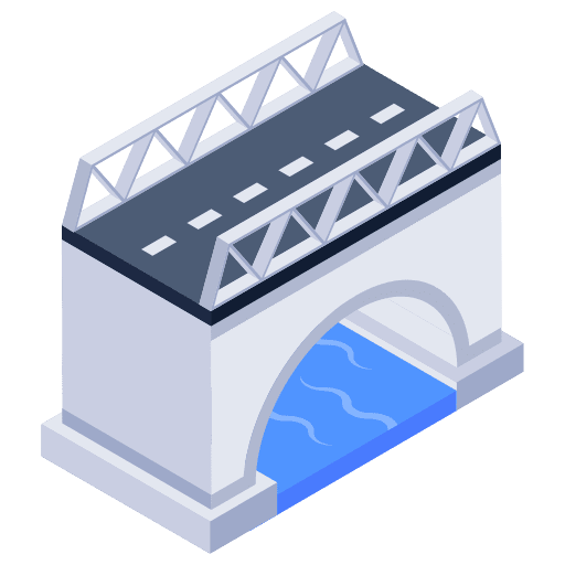 Bridge street architecture and city infrastructure icon