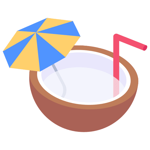 Coconut water fresh tropical coconut drink icon
