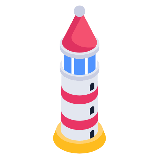 Lighthouse architecture and city illumination building icon