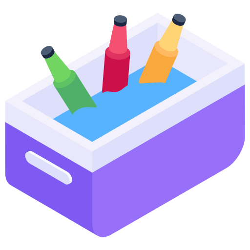 Ice box food and restaurant fridge container icon