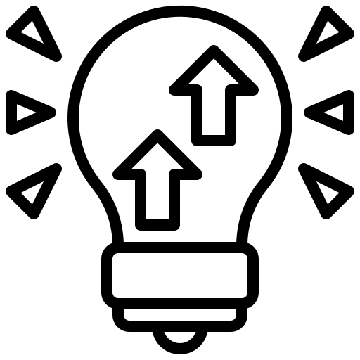 Light bulb ascending light bulb up icon
