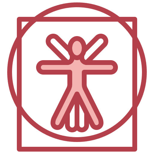 Leonardo da vinci vitruvian man ergonomic education icon