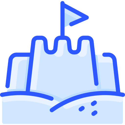 Sand castle holidays kid and baby sand toy icon