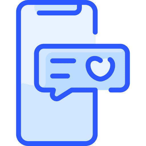 Smartphone love and romance like message icon Smartphone love and romance like message icon