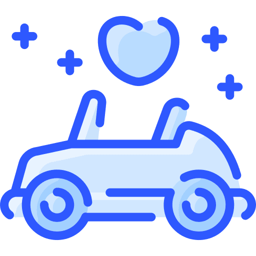 Wedding car love and romance love transportation icon
