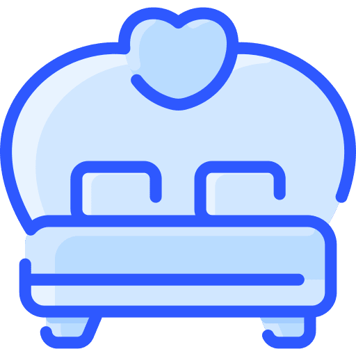 Double bed love honeymoon heart icon Double bed love honeymoon heart icon