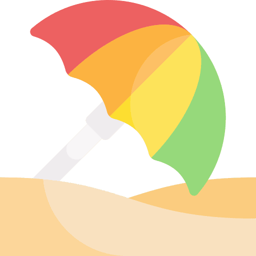 Beach umbrella vacation season icon