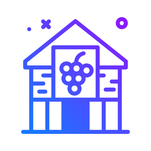 Winery industry grape building icon Winery industry grape building icon