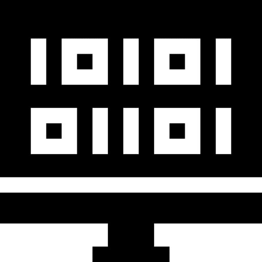 Coding laptop binary code screen icon Coding laptop binary code screen icon