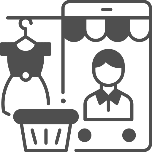 Online store ecommerce basket dress icon