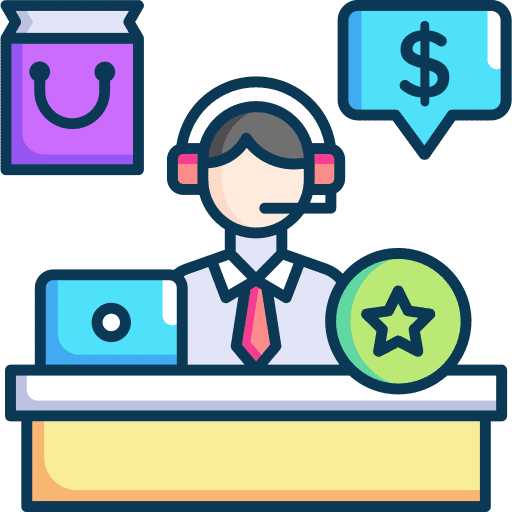 Customer support professions and jobs ecommerce client support icon