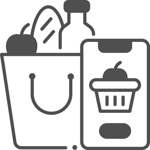 Food commerce and shopping goods basket icon Food commerce and shopping goods basket icon