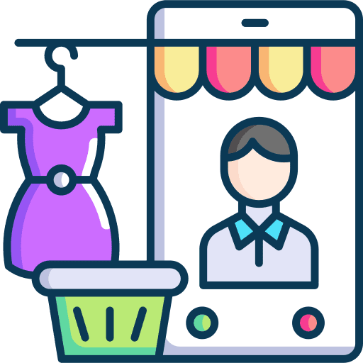 Online store commerce and shopping sell seller icon