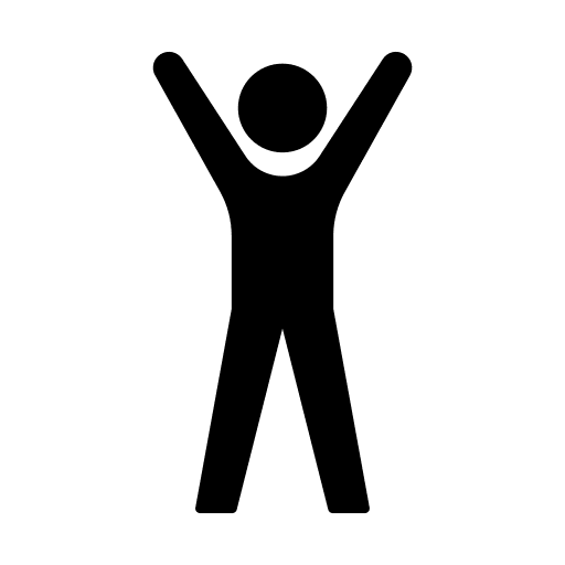 Standing raised arms humanpictos stickman icon