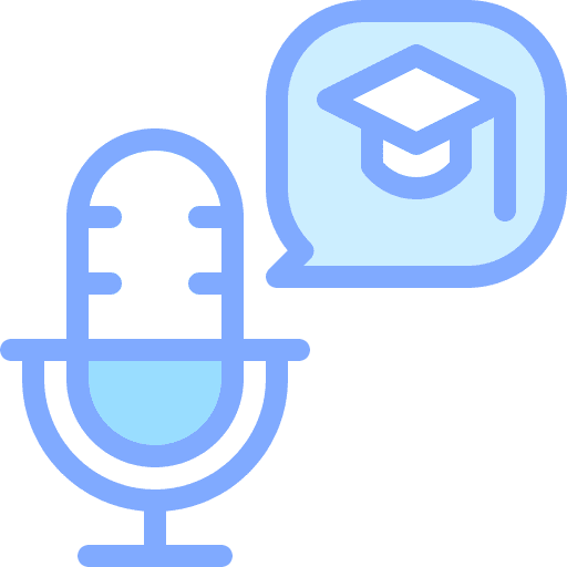 Education microphone graduation hat communications icon Education microphone graduation hat communications icon