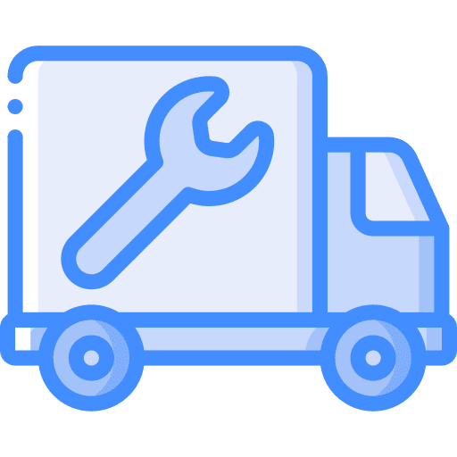 Delivery truck van repairing transportation icon