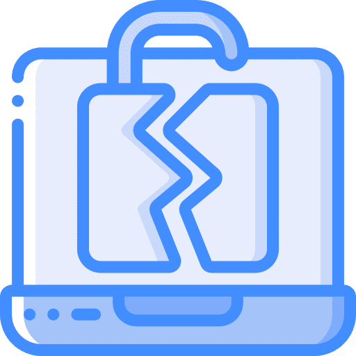 Laptop cracked security broken icon