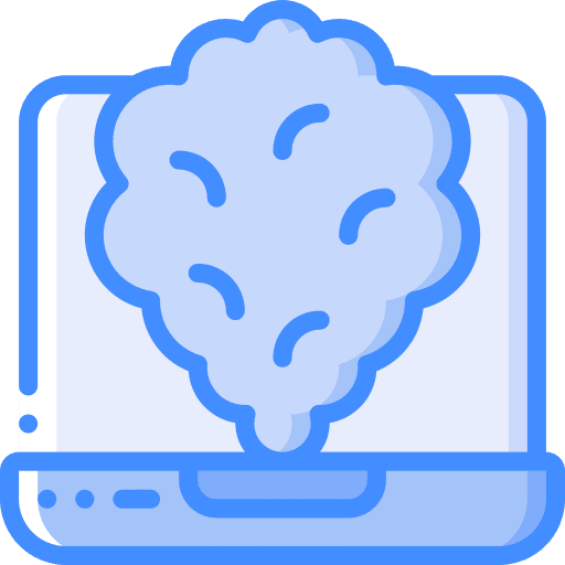 Laptop fire heating smoking icon