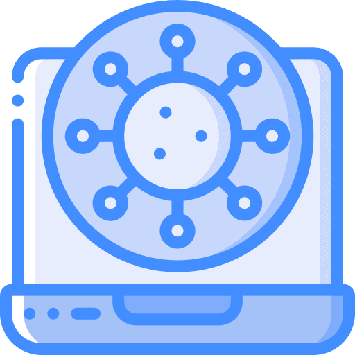 Laptop malware threat bug icon