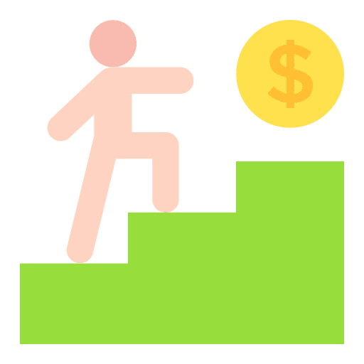 Climbing stair climb money icon