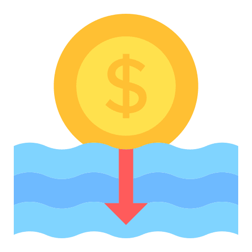 Sinking bomb explosion debt icon