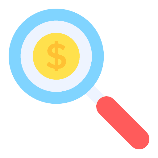 Magnifying glass business and finance magnifying glass dollar icon Magnifying glass business and finance magnifying glass dollar icon