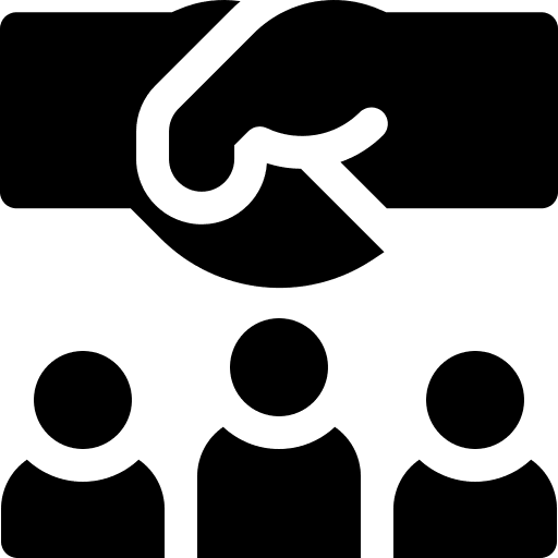Intermediary conversation mediation deal icon