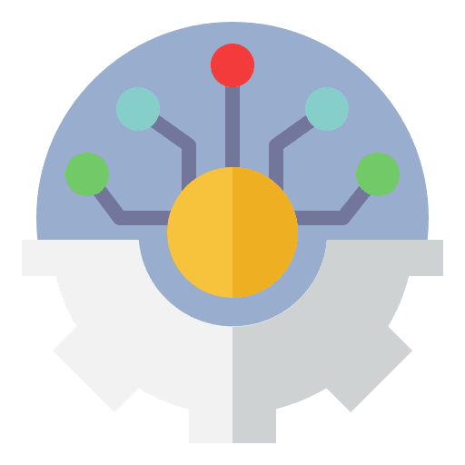 Innovation management networking gear icon
