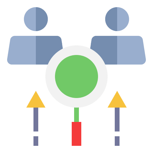 Technical service support services arrow up magnifier icon