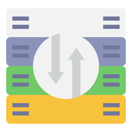 Database storage server hosting multimedia icon Database storage server hosting multimedia icon