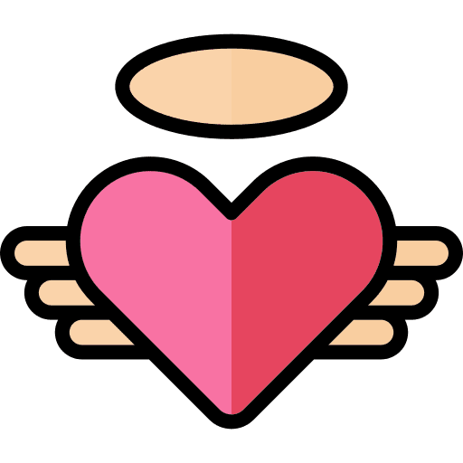 Widowed heart angel fly icon