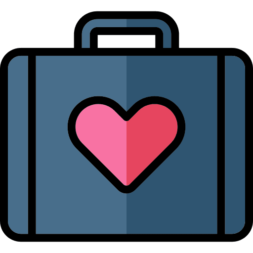 Briefcase business heart work icon