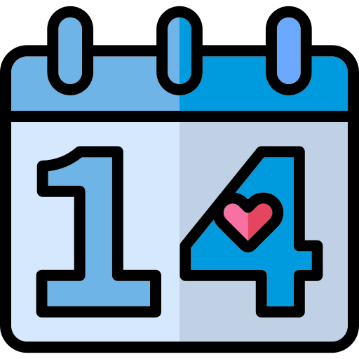 Valentines day valentines calendar time and date icon