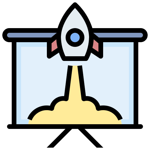 Planning project presentation rocket icon Planning project presentation rocket icon
