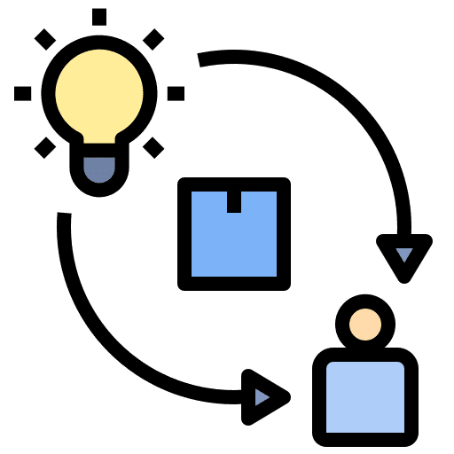 Product idea customer model icon Product idea customer model icon