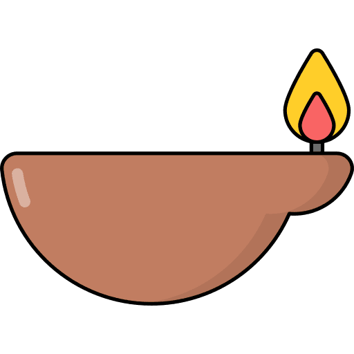 Oil lamp flame illumination diya icon