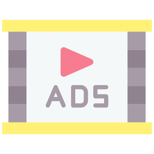 Ads business and finance video ads icon