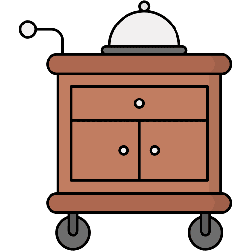 Food trolley hotel service food and restaurant serving dish icon Food trolley hotel service food and restaurant serving dish icon