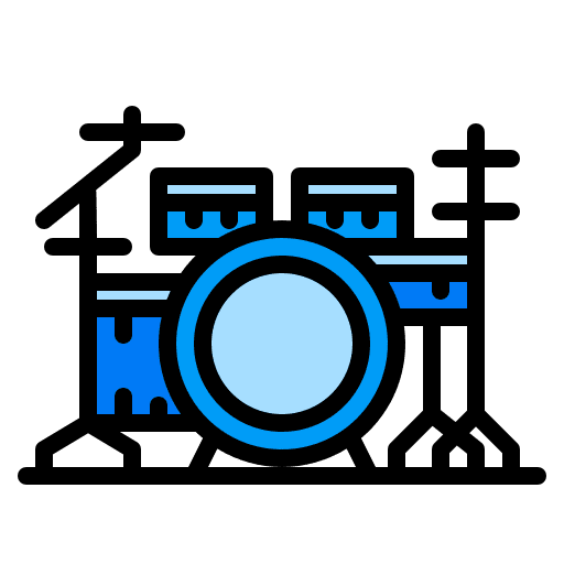 Drum set musical instrument orchestra music and multimedia icon Drum set musical instrument orchestra music and multimedia icon