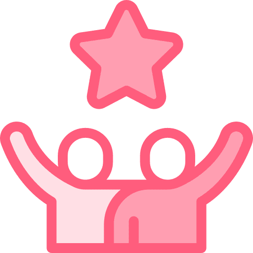 Win win satisfied people successful icon